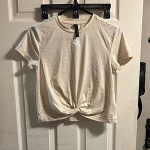 adidas Cream Short-Sleeve Knot Front Tee